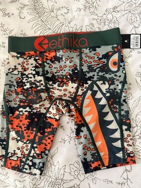 ethika Shark Camo Boxer Briefs in Orange, Green, Black